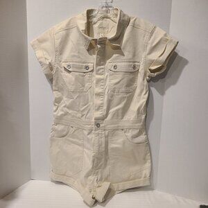 Medium-Jessica Simpson Lorelai Cream Denim Romper Womens One piece-Travel-Shorts